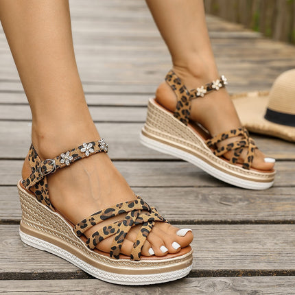 Suede Platform Ankle Buckle Open Toe Sandals For Women