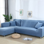 Housse de canapé en tissu de couleur unie eprolo, ajustée et extensible, couvre entièrement le canapé et les coussins.