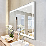 Miroir de maquillage LED pour salle de bain de 48x24 pouces de la marque eprolo, éclairage intégré et cadre élégant.