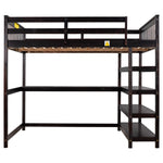 Lits mezzanine en taille complète eprolo avec rangements, bureau sous le lit, finition espresso visible dans l'image.