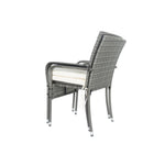 Ensemble de conversation en rotin gris avec 3 pièces et coussins blancs pour patio, par eprolo, vue d'ensemble.
