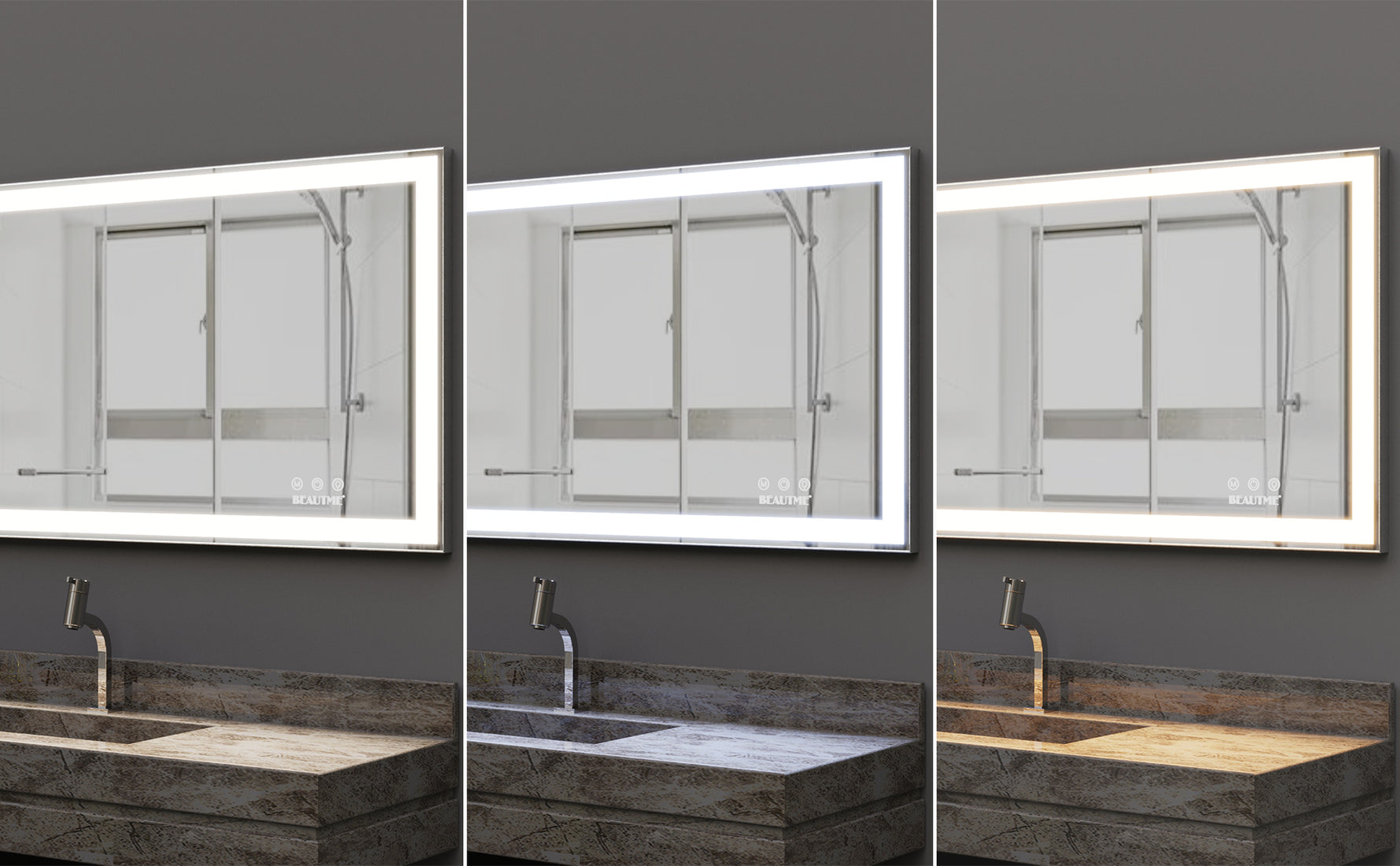 Miroir de maquillage LED pour salle de bain 48x24 pouces de la marque eprolo, éclairage intégré, moderne et élégant.
