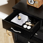 Commode moderne à 3 tiroirs eprolo avec poignées métalliques noires, rangement pour vêtements, dimensions 47,6" x 15,7" x 26,6".