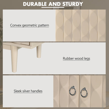 Modern 4-door Sideboard With Convex Doors And 2 Silver Handles For Living Room, Dining Room, Kitchen