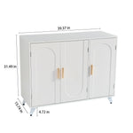 Buffet en ivoire blanc eprolo avec 3 portes, étagères amovibles, mobilier d'entrée pour salon ou salle à manger.