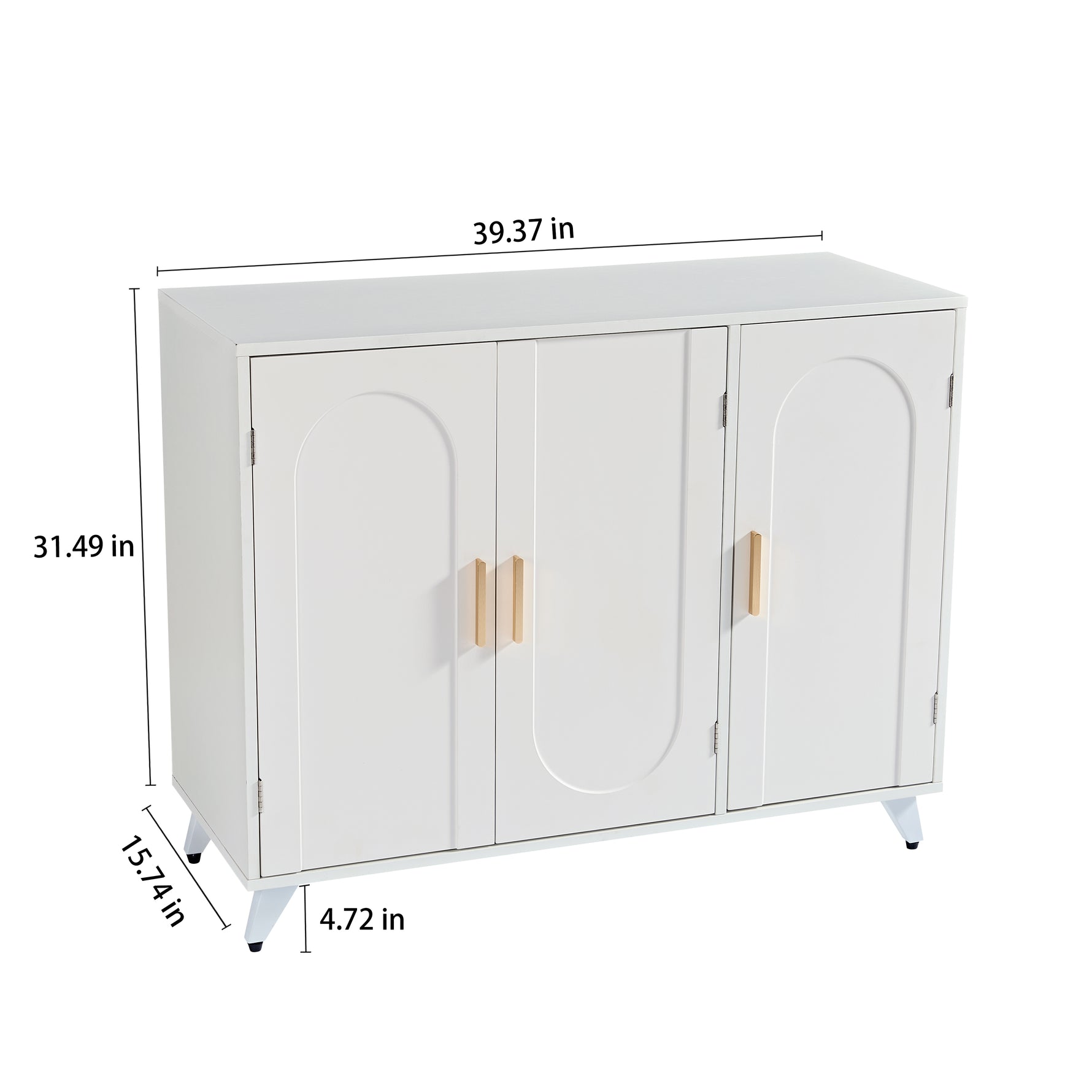 Buffet en ivoire blanc eprolo avec 3 portes, étagères amovibles, mobilier d'entrée pour salon ou salle à manger.