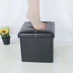 Tabouret ottoman pliable en cuir eprolo de 12 pouces avec rangement, non-slip, pratique pour le salon ou la chambre.