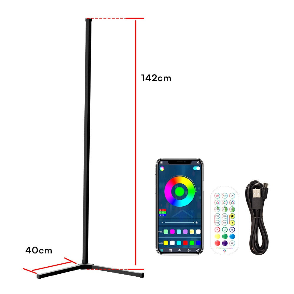 Lampe d’angle RGBIC eprolo avec LED moderne, trois sections, contrôle Bluetooth et commande vocale, éclairage d’ambiance minimaliste