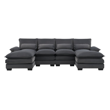 New Modern U-shaped Sectional Sofa, 6-Seat With Waist Pillows 109.8 55.9