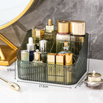 Boîte de rangement multi-grilles eprolo pour maquillage, organisée pour trier produits cosmétiques sur bureau.