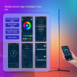 Lampe d'angle RGBIC eprolo avec éclairage LED moderne, à trois sections, contrôlée par Bluetooth et compatible avec commande vocale.