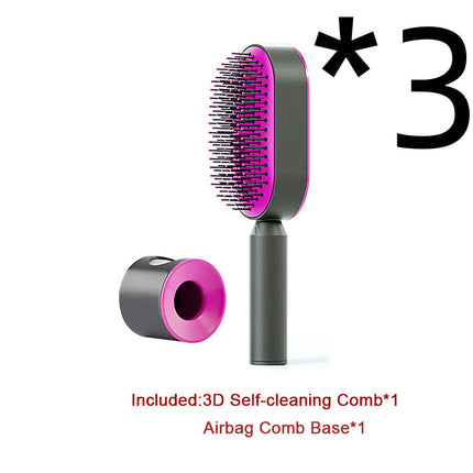 Self Cleaning Hair Brush For Women One-key Cleaning Hair Loss Airbag Massage Scalp Comb Anti-Static Hairbrush - Novah