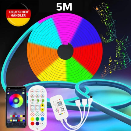 5M Neon LED Strip Streifen RGB Flex Schlauch Diffus Lichtband Dimmbar Wifi APP