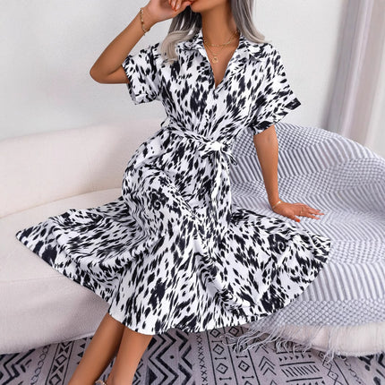 V-neck Bohemian Long Short-sleeve Dress