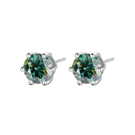 Moissanite Six-claw Ear Studs 1 Karat Simple Graceful