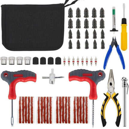 65PCS TIRE PUNCTURE REPAIR TOOL KIT MOTORCYCLE CAR VAN EMERGENCY TUBELESS TIRE