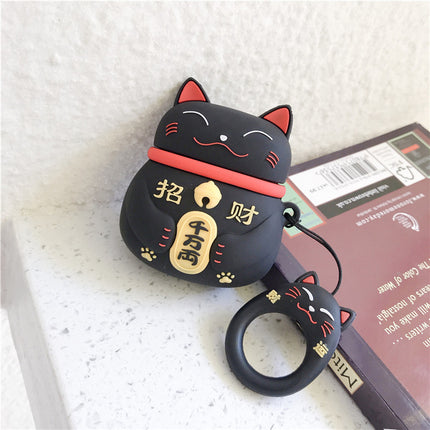 Compatible with Apple, Cute lucky cat airpods silicone anti-fall protective cover