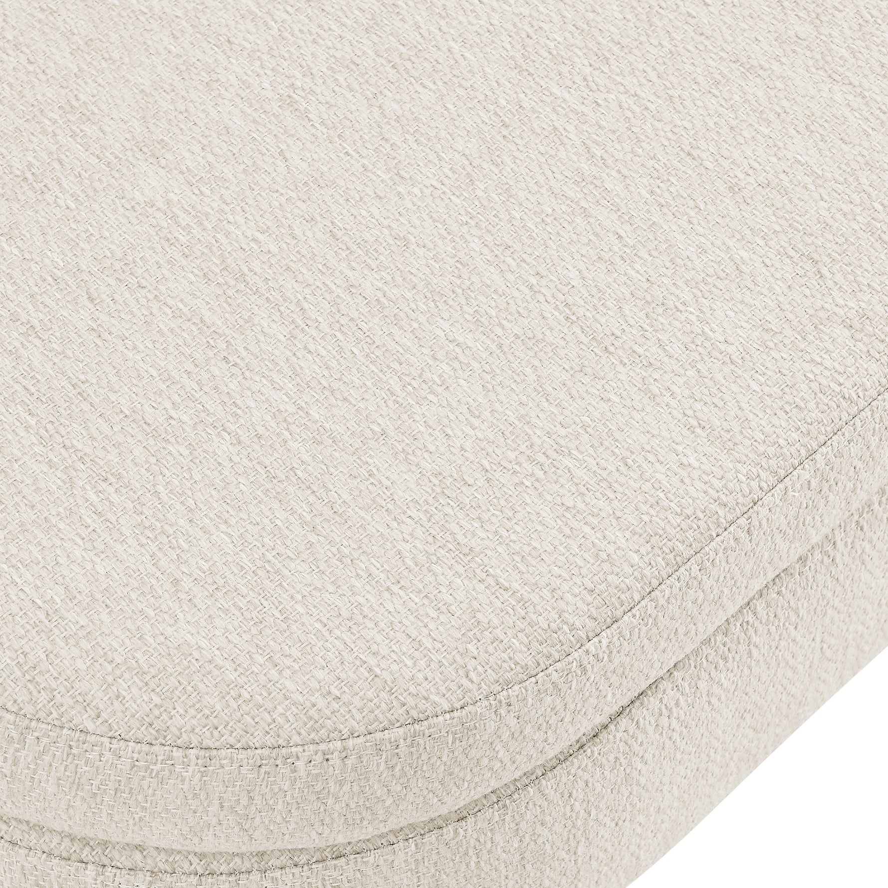 Banquette ottomane ovale de rangement beige avec pieds en bois de caoutchouc, dimensions 43,5"x16"x16" de la marque eprolo