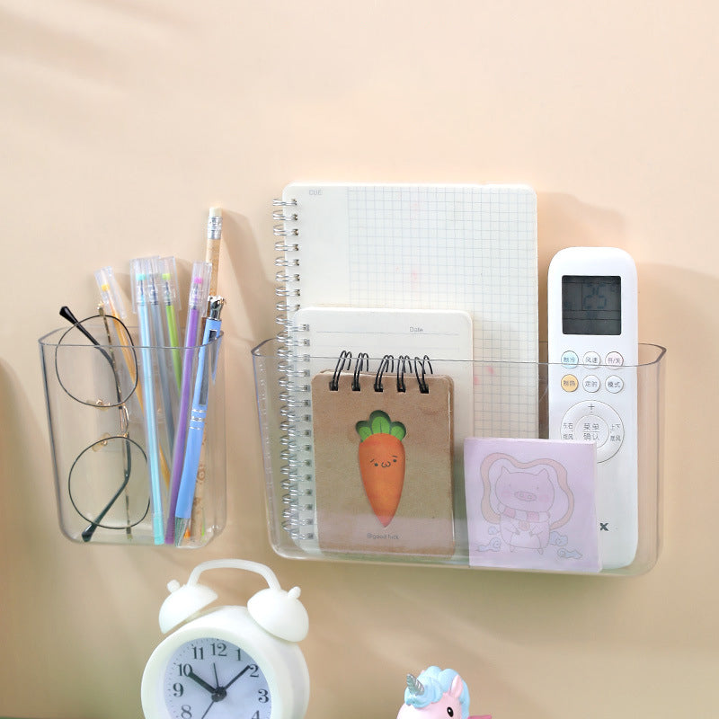 Boîtier de rangement mural transparent eprolo pour téléphone portable, fixation sans vis, idéal pour dortoirs.