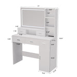 Miroir intelligent pour coiffeuse eprolo avec tiroirs et rangements, table de maquillage pour chambre et dressing