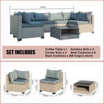 Ensemble de mobilier de patio 7 pièces eprolo, canapé d'extérieur bohème, résistant aux intempéries, coussins gris épais et résistants à l'eau.