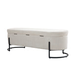 Chaise ottomane de rangement COOLMOR eprolo avec coussin doux, charnière de sécurité en beige, idéale pour le stockage et le siège.