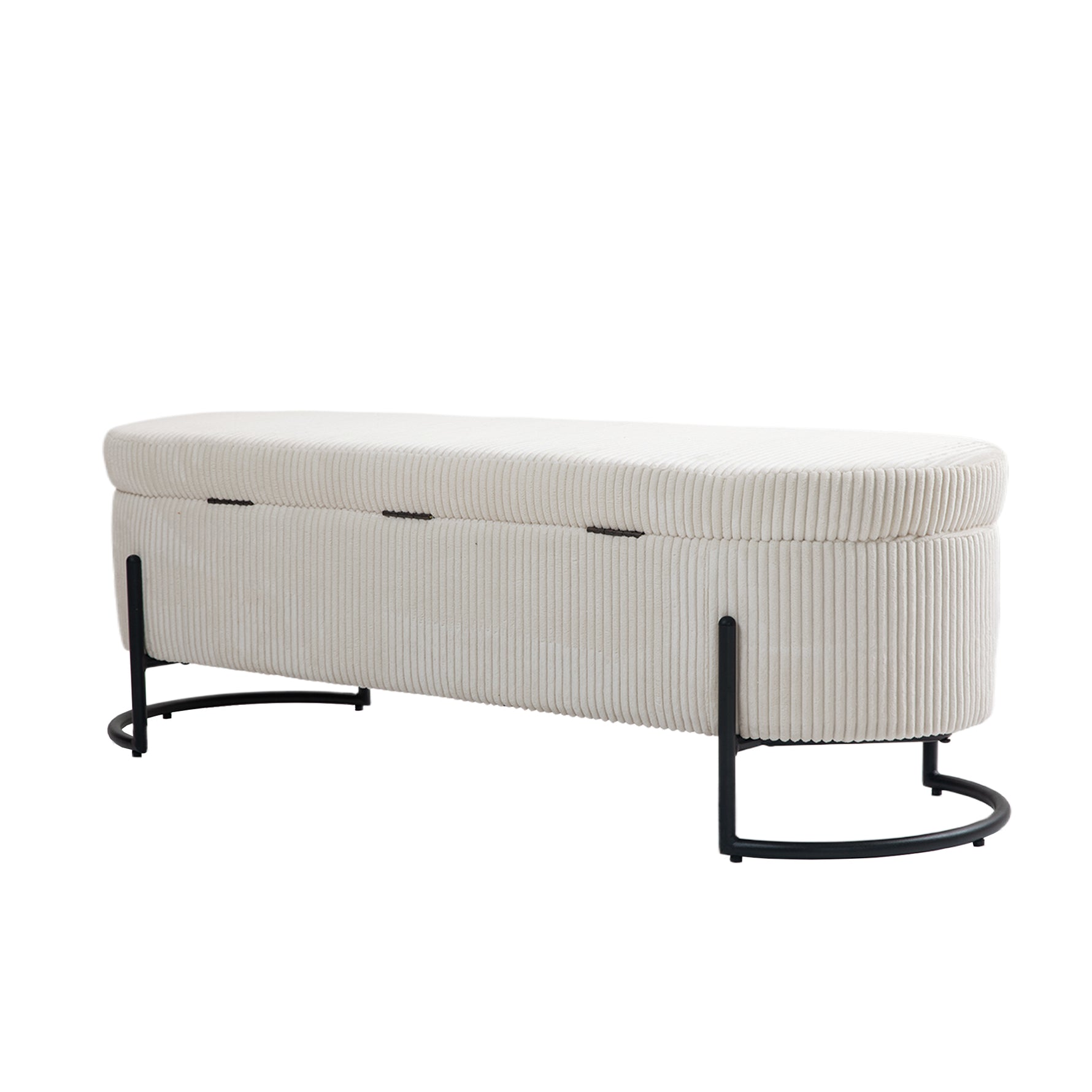 Chaise ottomane de rangement COOLMOR eprolo avec coussin doux, charnière de sécurité en beige, idéale pour le stockage et le siège.