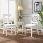 Chaise de salle à manger en acacia blanche eprolo, lot de 2, style ferme rustique, siège confortable et design élégant.