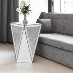 Table d'appoint carrée en miroir argenté U-Can 13,8'' avec éclats de diamant, design moderne, sans montage, pour salon.