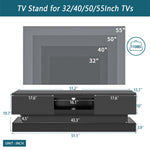 Meuble TV moderne noir de 130 cm avec éclairage LED, finition brillante haute glossy, meuble TV noir d'eprolo