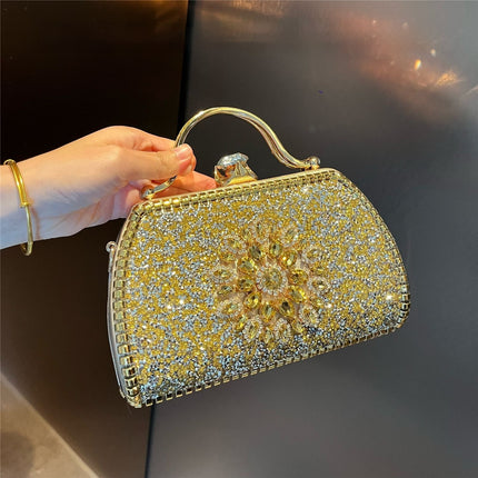 Alloy Rhinestone Carved Banquet Bag Women