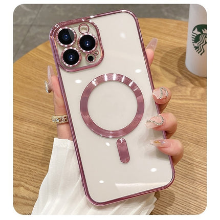 Magnetic Plating Transparent With Lens Protector Drop-resistant Phone Case