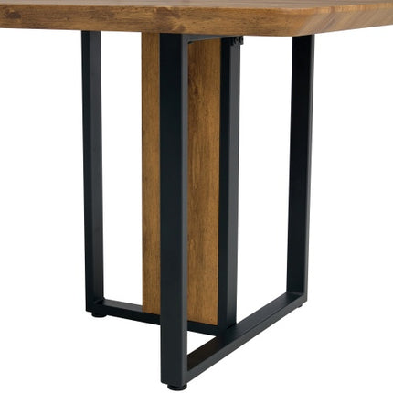 Table And Chair Set.67x36 Wood-Textured MDF Dining Table Set With 4 Brown Suede Chairs.MDF Sticker,Wood Colored Texture Sticker,Brown Armless Dining Chair,Suitable For Kitchen,Dining Room,etc.