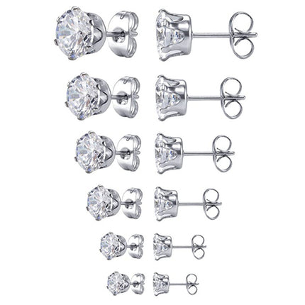 Crown Six Prongs Inlaid Zircon Earrings