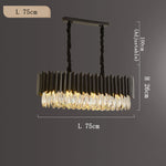 Luminaires modernes noirs en cristal pour salon, éclairage simple et élégant par Novah, suspendus au plafond.