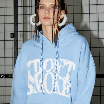 Loose hooded plus fleece sweater