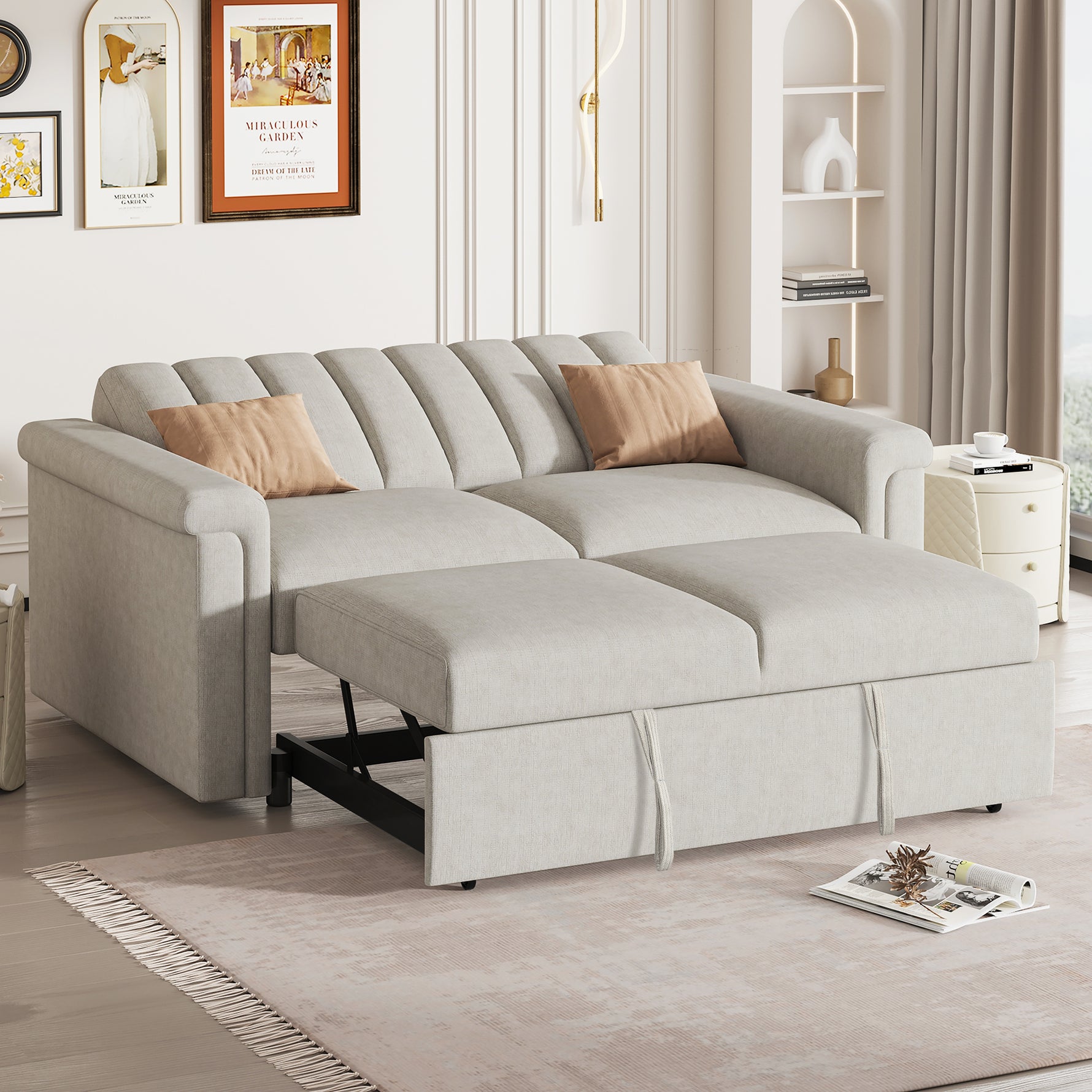 Canapé convertible U_STYLE de eprolo avec coussin doux, conçu pour deux personnes, pouvant se transformer en lit d'appoint.