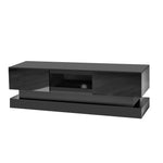 Meuble TV moderne noir de 130 cm avec éclairage LED et façade brillante, conçu par eprolo.