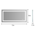 Miroir de salle de bain LED eprolo 72x36 pouces avec éclairage, anti-buée et fonction de dimming, miroir de vanity moderne.
