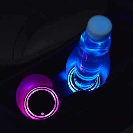 Colorful Cup Holder LED Light-up Coaster Solar & USB Charging Non-slip Coaster Ambient Light For Car Automatically