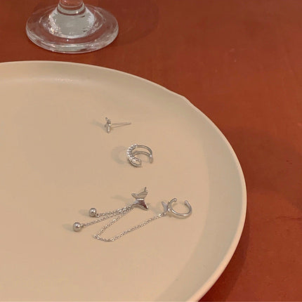 H Alphabet Letter Earrings Women's Silver Needle Small Delicate Earrings