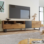 Meuble TV moderne eprolo pour téléviseur de 80 pouces avec double espace de rangement, en bois élégant et contemporain.