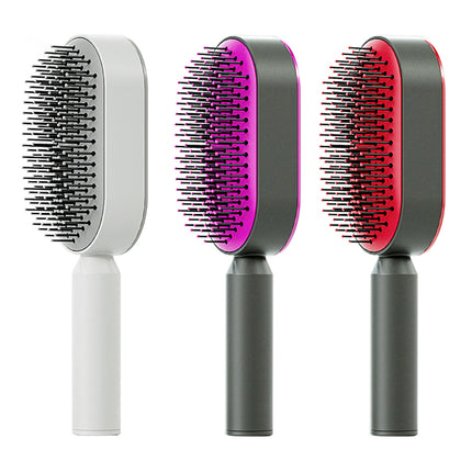 Self Cleaning Hair Brush For Women One-key Cleaning Hair Loss Airbag Massage Scalp Comb Anti-Static Hairbrush - Novah