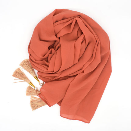 Hijab With Tassel At Four Corners