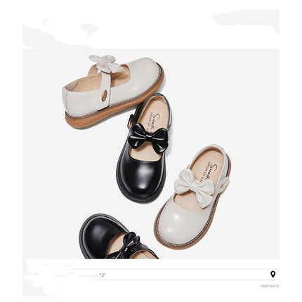 Soft Sole Little Girls Leather Shoes Girls Shallow Mouth Comfortable Shoes