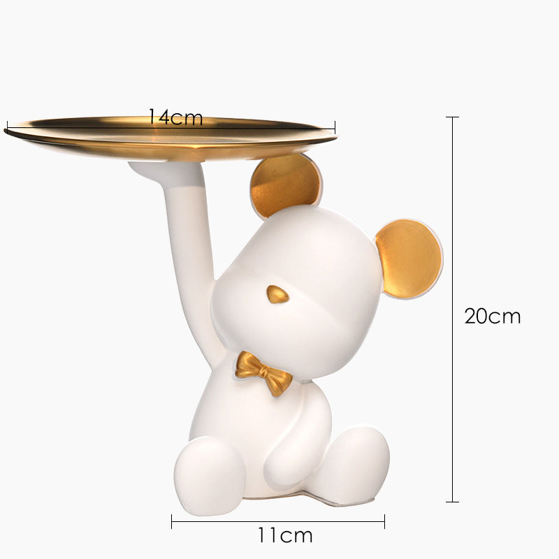 Plateau de rangement pour clés avec décoration d'ours violent, adapté pour entrée ou bureau, en accessoire créatif eprolo.