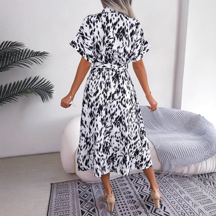 V-neck Bohemian Long Short-sleeve Dress