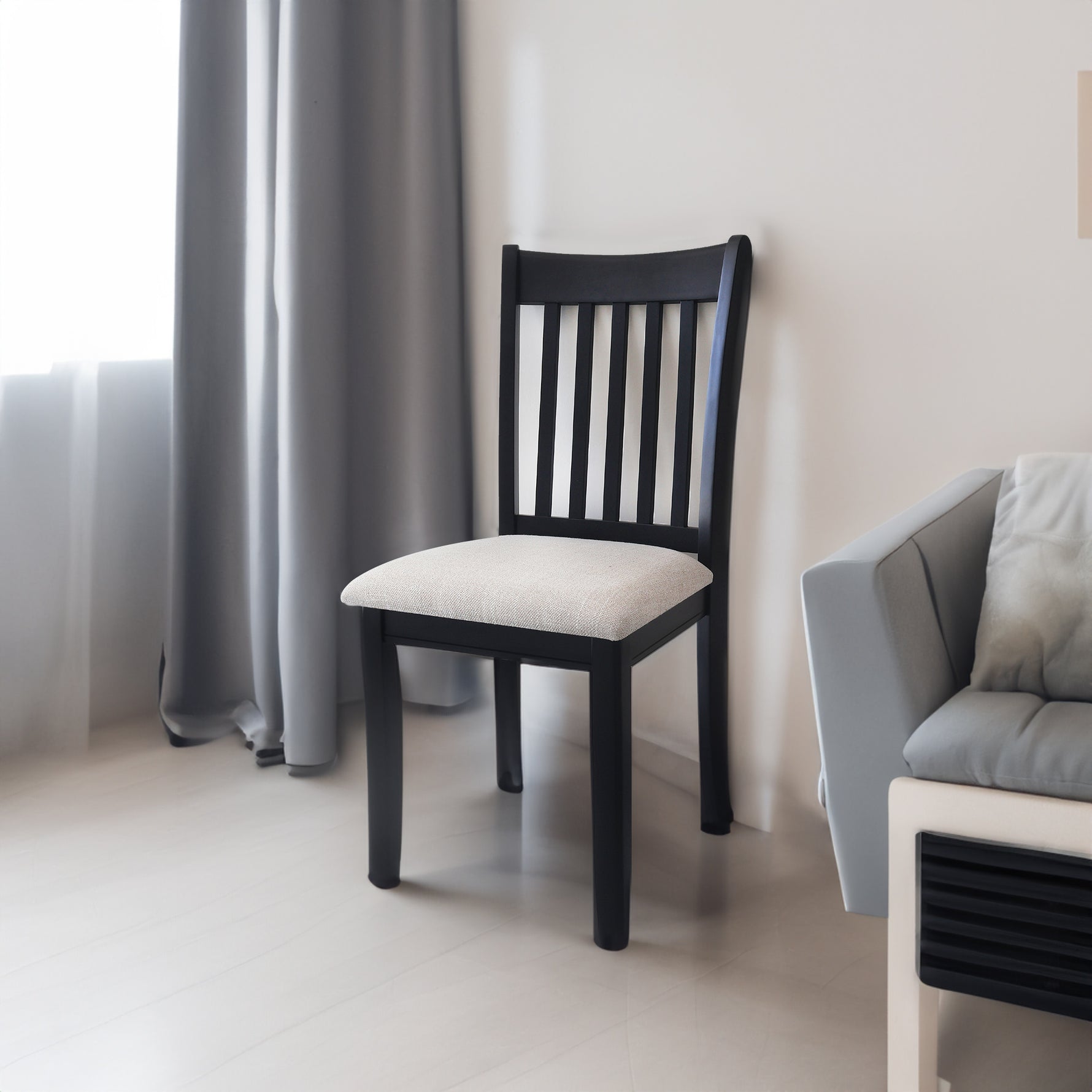 Deux chaises de salle à manger rembourrées noires eprolo, ensemble de 2, style ferme, confortables, pour cuisine.