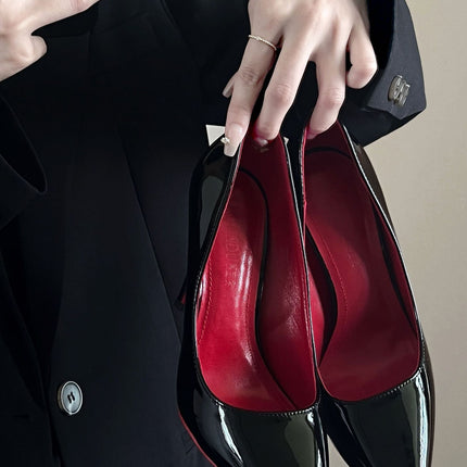 Black With Red Background High Heels Women's Stiletto Heel Pumps