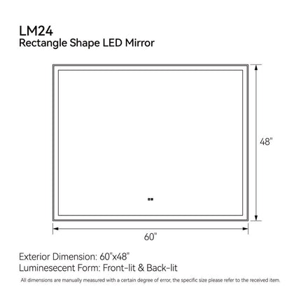 Modern LED Smart Mirror With Hiden Light Bathroom Mirror, Front Lit & Back Lit With 3 Color Adjustable, Memory Function, Anti-Fog, Time Mode Control